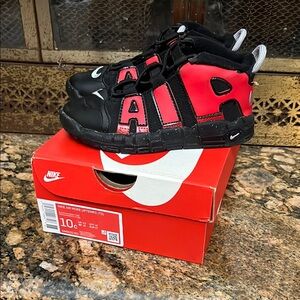 Nike Kids Air More Uptempo Shoes - Black and Red